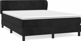 vidaXL Κρεβάτι Boxspring με Στρώμα Μαύρο 140x190 εκ. Βελούδινο