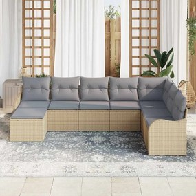 vidaXL Σετ Καναπέ Κήπου 8 pcs Μπεζ συνθετικό ρατάν