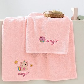 Πετσέτες Παιδικές Unicat (Σετ 2τμχ) Pink Palamaiki Towels Set 100% Cotton
