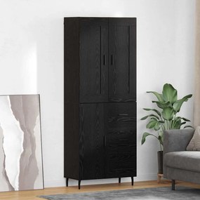 Highboard με συρτάρι 2 pcs Μαύρη Οξυά Σύνθετο Ξύλο και Γυαλί