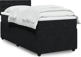 vidaXL Κρεβάτι Boxspring με Στρώμα Μαύρο 90x190 εκ. Βελούδινο
