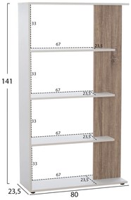 Βιβλιοθήκη Harvey 80x23x141 Λευκό