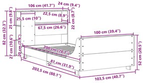 Σκελετός Κρεβατιού Χωρίς Στρώμα 100x200 εκ. Μασίφ Πεύκο - Καφέ