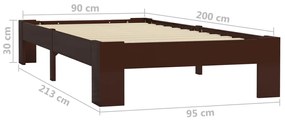 Πλαίσιο Κρεβατιού Σκούρο Καφέ 90 x 200 εκ. Μασίφ Ξύλο Πεύκου - Καφέ