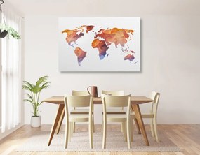 Εικόνα σε πολυγωνικό παγκόσμιο χάρτη από φελλό σε αποχρώσεις του πορτοκαλιού - 120x80  arrow