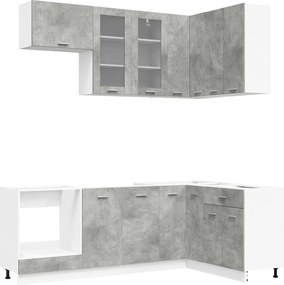 vidaXL Μονάδα κουζίνας LYON 8 pcs Γκρι Σκυροδέματος Επεξεργασμένο Ξύλο