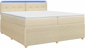 vidaXL Κρεβάτι box spring με στρώμα Κρεμ 200 x 200 cm Ύφασμα