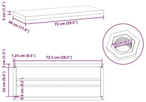 ΡΑΦΙΑ ΤΟΙΧΟΥ 2ΤΕΜ. ΑΣΗΜΙ 75X30X3 ΕΚ. ΑΝΟΞΕΙΔΩΤΟ ΑΤΣΑΛΙ 30282