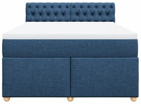 Κρεβάτι Boxspring με Στρώμα Μπλε 160x200 εκ. Υφασμάτινο - Μπλε