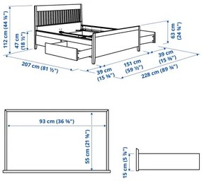 IDANÄS σκελετός κρεβατιού με αποθηκευτικό χώρο, 140x200 cm 194.949.40