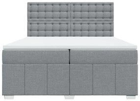 Κρεβάτι Boxspring με Στρώμα Ανοιχτό Γκρι 200x200 εκ. Υφασμάτινο - Γκρι