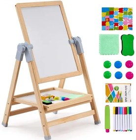 VEVOR 2-in-1 Kids Art Easel Double-Sided Wooden Magnetic Whiteboard Chalkboard