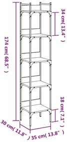 ΒΙΒΛΙΟΘΗΚΗ 5 ΕΠΙΠΕΔΩΝ ΚΑΠΝ. ΔΡΥΣ 35X30X174 ΕΚ. ΕΠΕΞΕΡΓ. ΞΥΛΟ 838855