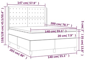 ΚΡΕΒΑΤΙ BOXSPRING ΜΕ ΣΤΡΩΜΑ &amp; LED ΑΝ.ΓΚΡΙ 140X200 ΕΚ. ΒΕΛΟΥΔΙΝΟ 3139805