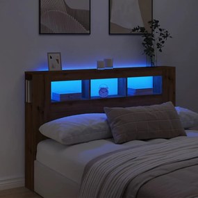 vidaXL LED κεφαλάρι Artisan Oak 160x18,5x103,5 cm Κατασκευασμένο ξύλο