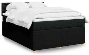 Κρεβάτι Boxspring με Στρώμα Μαύρο 160x200 εκ. Υφασμάτινο - Μαύρο