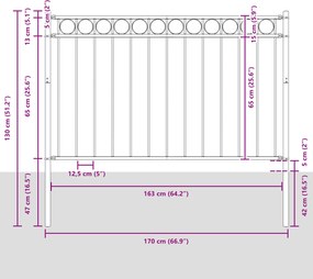 vidaXL Κήπος ΦENCE Γκρι 1.7x0.8 μ Ατσάλι