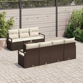 vidaXL Σετ Καναπέ Κήπου με μαξιλάρι 8 pcs Καφέ, Κρέμα 55 x 55 x 37 εκ