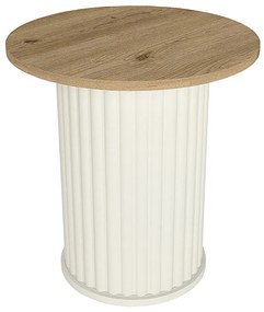 Τραπεζάκι βοηθητικό Bohema Megapap χρώμα ivory - sepet oak Ø50x53,2εκ.