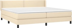 vidaXL Κρεβάτι Boxspring με Στρώμα Κρεμ 200x200 εκ. Υφασμάτινο