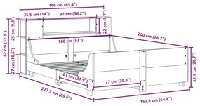 Σκελετός Κρεβ. Χωρίς Στρώμα Καφέ Κεριού 160x200 εκ Μασίφ Πεύκο - Καφέ