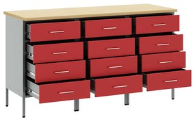 vidaXL Ντουλάπα Εργασίας 3 pcs Κόκκινο και Γκρίζο 150 x 55 x 85 εκ