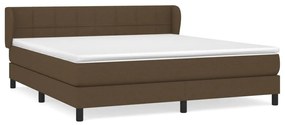 vidaXL Κρεβάτι Boxspring με Στρώμα Σκούρο Καφέ 160x200 εκ Υφασμάτινο