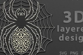 Σετ των 3 Intra απο ξύλο plywood 3mm-4mm πάχος 3D Layered Spider Mandala  Δίασταση 8x8 cm INTRAFABR-107562175