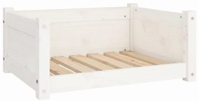 vidaXL Κρεβάτι Σκύλου Λευκό 65,5 x 50,5 x 28 εκ. από Μασίφ Ξύλο Πεύκου