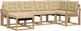 vidaXL Σειρά Καναπέ Εξωτερικού με μαξιλάρι 6 pcs Λευκό και Μπεζ