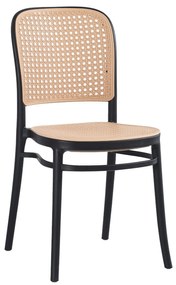 CHAIR POLYPROPYLENE FLOW  BLACK WITH BEIGE SEAT AND BACKREST 41x49x102Hcm.