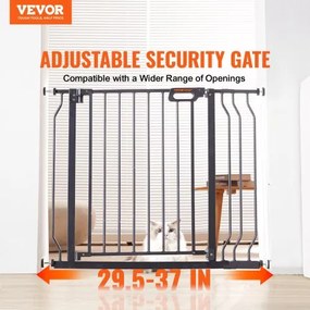 VEVOR Baby Gate, 29.5&quot;-39&quot; Extra Wide, 30&quot; High, Dog Gate for Stairs Doorways and House, Easy Step Walk Thru Auto Close Child Gate Pet Security Gate with Pressure Mount Kit and Wall Mount Kit, Black
