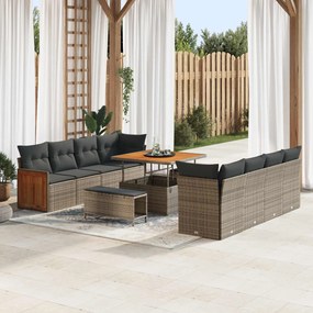 vidaXL Σετ Καναπέ Κήπου με μαξιλάρι 11 pcs Γκρι
