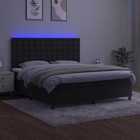 ΚΡΕΒΑΤΙ BOXSPRING ΜΕ ΣΤΡΩΜΑ &amp; LED ΜΑΥΡΟ 180X200 ΕΚ. ΒΕΛΟΥΔΙΝΟ 3136379