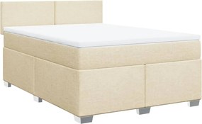 vidaXL Κρεβάτι Boxspring με Στρώμα Κρεμ 140x190 εκ. Υφασμάτινο
