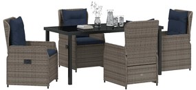 vidaXL Σέτ φαγητού για κήπο 5 pcs Γκρι Πολυ ράταν