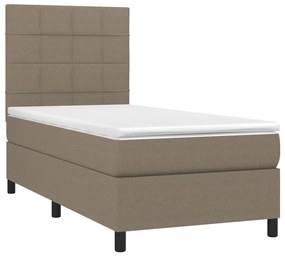 vidaXL Κρεβάτι Boxspring με Στρώμα & LED Taupe 80x200 εκ. Υφασμάτινο