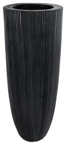 GloboStar® Artificial Garden CASTLE 20792 Επιδαπέδιο Πολυεστερικό Τσιμεντένιο Κασπώ Γλάστρα - Flower Pot Μαύρο Φ43 x Υ112cm