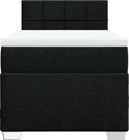vidaXL Κρεβάτι Boxspring με Στρώμα Μαύρο 90x200 εκ. Υφασμάτινο