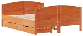 Σκελετός Κρεβατιού Χωρίς Στρώμα Καφέ 140x200 Μασίφ Ξύλο Πεύκου 3301790