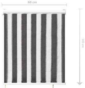312679  OUTDOOR ROLLER BLIND 60X140 CM ANTHRACITE AND WHITE STRIPE 312679
