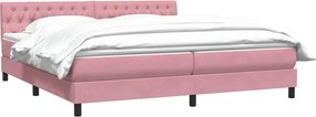 vidaXL Κρεβάτι Boxspring με Στρώμα Ροζ 180x210 εκ. Βελούδινο