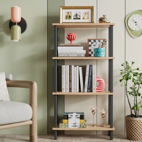 Stewehome Βιβλιοθήκη με 4 ράφια από σανίδα Καφέ 52x22x110 cm