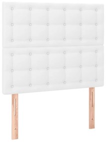 Κρεβάτι Boxspring με Στρώμα &amp; LED Λευκό 90x190 εκ. Συνθ. Δέρμα - Λευκό