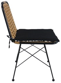 Καρέκλα Κήπου ATILIUS Φυσικό/Μαύρο Μέταλλο/Rattan 46x59x83cm - 14510051 - 14510051