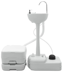 vidaXL Τουαλέτα Κάμπινγκ 2 pcs Γκρι, Λευκό 50.5 x 33 x 103 εκ