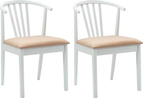 vidaXL Καρέκλα τραπεζαρίας 2 pcs Λευκό και Καφέ Καθαρό Καουτσούκ