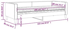 Καναπές Κρεβάτι με Στρώμα Μαύρο 80 x 200 εκ. Υφασμάτινο - Μαύρο