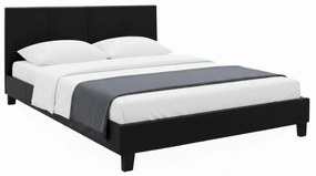 Κρεβάτι Flat Megapap από τεχνόδερμα χρώμα μαύρο ματ 140x190εκ.