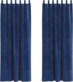 vidaXL Κουρτίνες 2 τμχ. Σκούρο Μπλε 140 x 245 cm Βελούδο